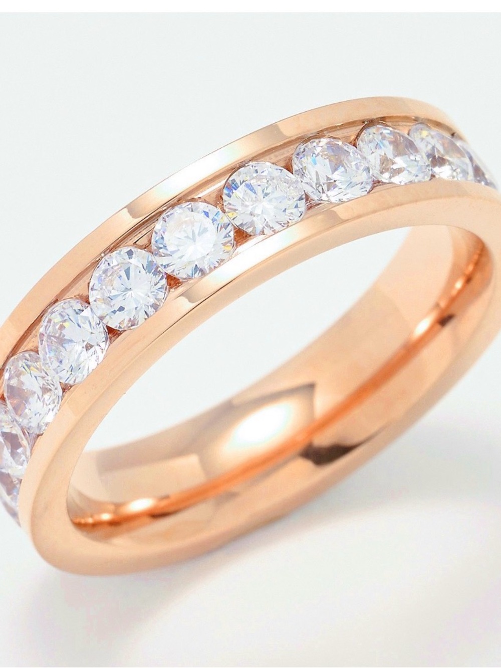 NWT-Round-Cut Moissanite Rose Gold Eternity Band